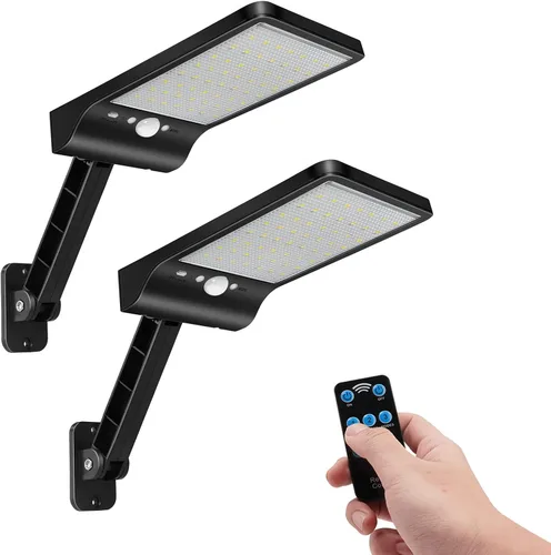Vista 10 de Luces solares para exteriores con control remoto, 56 LED de ángulo ajustable de 180°, luz nocturna de seguridad, sensor de movimiento exterior