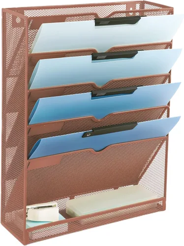 Vista 47 de EASEPRES Organizador de archivos de malla de 3 bolsillos para colgar en la pared, carpeta de papel para correo montada en la pared, organizador