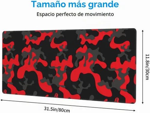 Vista 3 de Alfombrilla de mouse extragrande para juegos grande, alfombrilla de mouse de escritorio completo de camuflaje con costura, base antideslizante