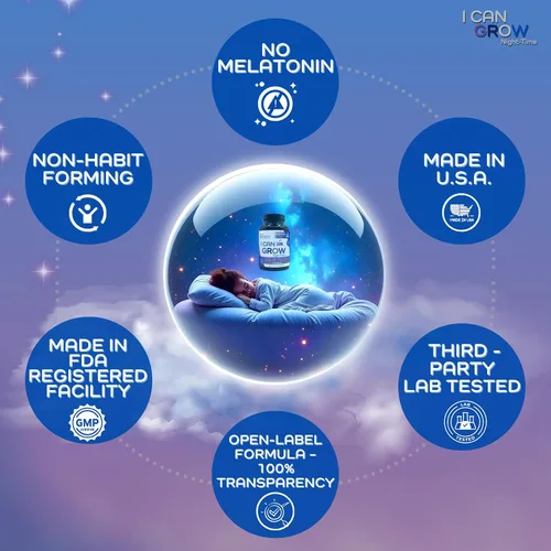 Vista 8 de I Can Grow NightTime Kids Vitaminas Multivitaminas Ayuda para Dormir Magnesio para niños con bisglicinato de magnesio Calma y recuperación