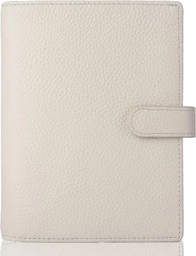 Vista 9 de Funda para planificador de cuero genuino A6 con presilla para bolígrafo, ranuras para tarjetas, bolsillos con cremallera, funda para organizador
