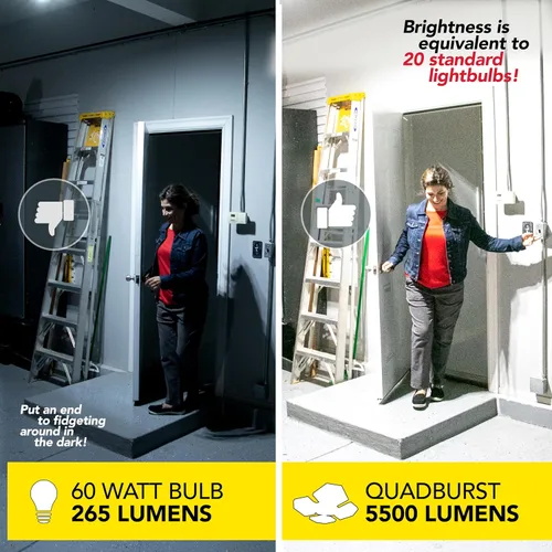 Vista 4 de Bell+Howell QUADBURST - Bombillas LED de techo de 80 W, 5500 lúmenes, 4 paneles deformables de aluminio para interiores, dormitorios, luces
