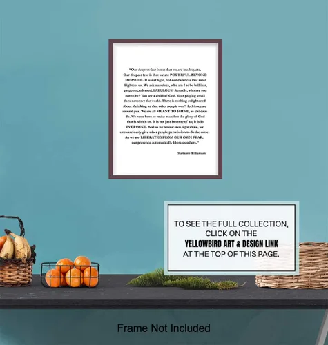 Vista 6 de Marianne Williamson Lámina de Arte de Pared con Cita del Miedo Más Profundo - Perfecta para Oficina y Decoración del Hogar - Es un Gran Regalo
