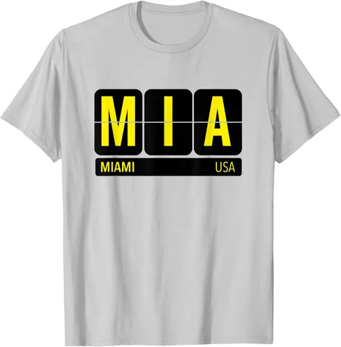 Vista 7 de MIA Miami Florida USA Travel Souvenir Yellow Text Camiseta, Blanco