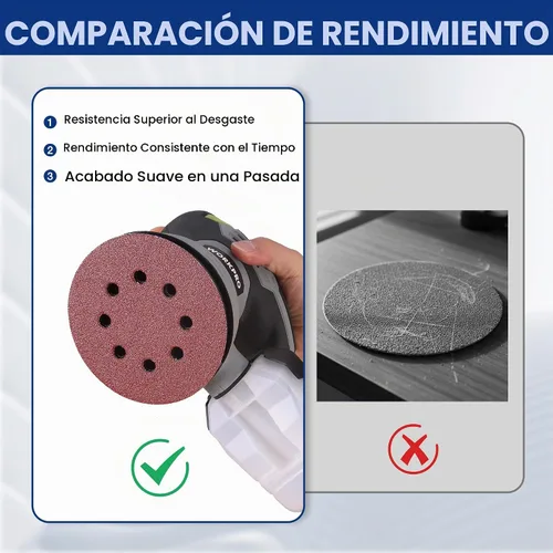 Vista 6 de WORKPRO Discos de lijado, 5 pulgadas, grano 60, 8 agujeros, gancho y bucle
