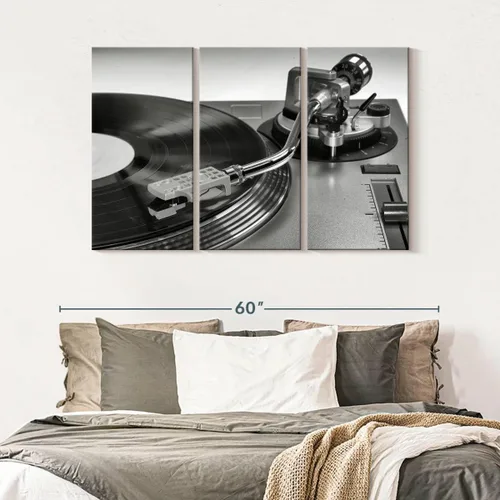Vista 71 de Elephant Stock BW - Reproductor de discos de vinilo para pared, lienzo horizontal, decoración de pared de sala de estar de 3 piezas, impresión