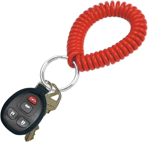 Vista 19 de Lucky Line - Resorte de muñeca en espiral de 2 pulgadas de diámetro con llavero de acero, multicolor, pulsera flexible para muñeca, se estira hasta
