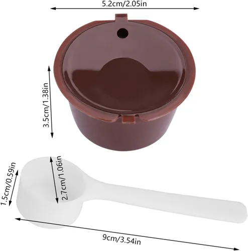 Vista 6 de K Cups reutilizables, juego de 5 filtros de café recargables con cuchara, cápsulas de café con filtro de malla integrado compatible con Nescafe