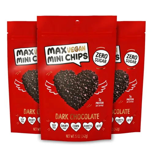 Vista 7 de Max Sweets - Mini chispas de chocolate veganas - Deliciosos dulces sin azúcar, ideales para dietas cetogénicas, sin gluten, diabéticos, bajas