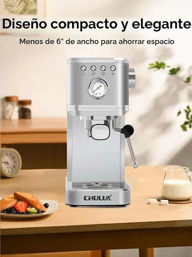 Vista 5 de CHULUX Kompatto - Máquina de café expreso de 20 barras con espumador de leche, máquina automática de café espresso de acero inoxidable para cafetera