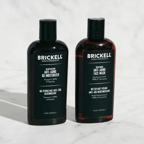 Vista 2 de Brickell Men's Products Rutina antienvejecimiento de gel mejorador, limpiador facial de gel e hidratante facial, set de regalo para el cuidado