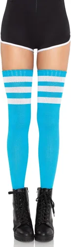 Vista 14 de Leg Avenue Calcetines altos atléticos de tres rayas para mujer Negro
