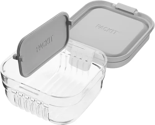 Vista 13 de PackIt Mod Snack Bento Recipiente de almacenamiento de alimentos, verde menta (paquete de 2)