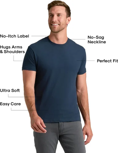 Vista 2 de True Classic Camisetas de manga corta con cuello redondo para hombre, mezcla de algodón, lisas