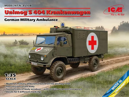 Vista 2 de ICM 35138 - Unimog S 404, Ambulancia Militar Alemana - Escala 1:35