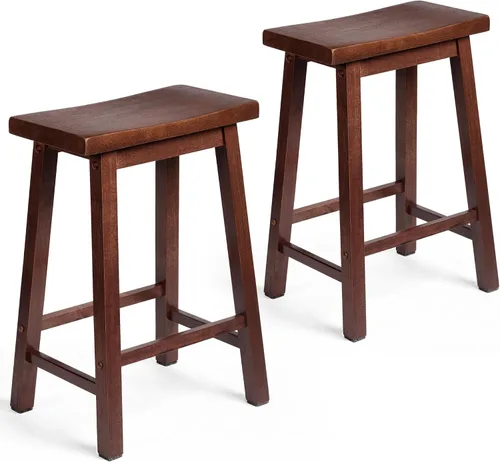 Vista 8 de PJ Wood Taburete de cocina con asiento de silla de montar de 24 pulgadas con placa de pie - negro
