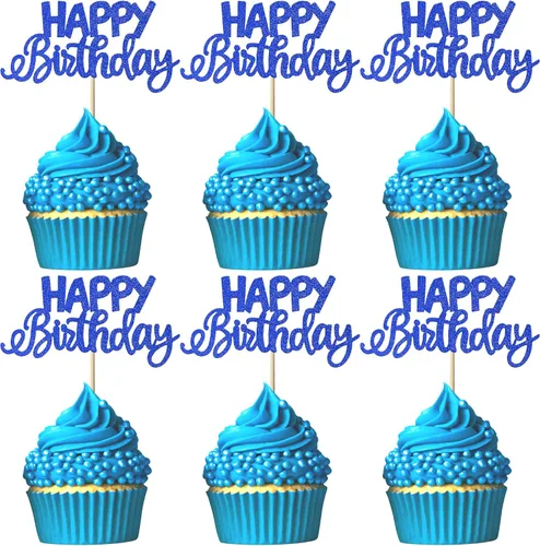 Vista 9 de Paquete de 30 adornos para cupcakes con purpurina para celebración, cumpleaños, baby shower, niños, fiesta de cumpleaños, suministros de decoración