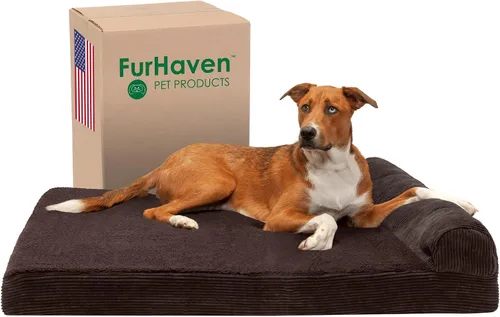 Vista 40 de Furhaven Cama de espuma viscoelástica para perros grandes con refuerzos extraíbles y funda lavable, para perros de hasta 95 libras - Sofá de Gris