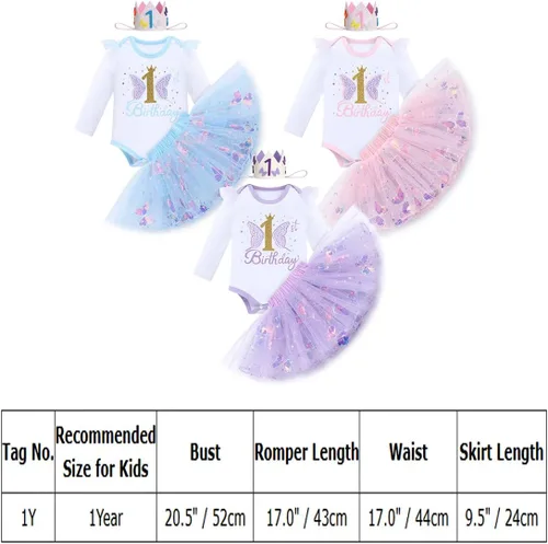 Vista 7 de IDOPIP Disfraz de mariposa para el primer cumpleaños de bebé niña con lentejuelas, falda tutú, diadema para sesión de fotos