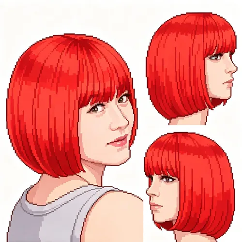 Vista 32 de Pelucas Bob con flequillo, peluca de cabello castaño rojizo de 10 Caoba