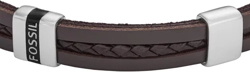 Vista 2 de Fossil Pulsera casual de acero inoxidable y cuero genuino para hombre