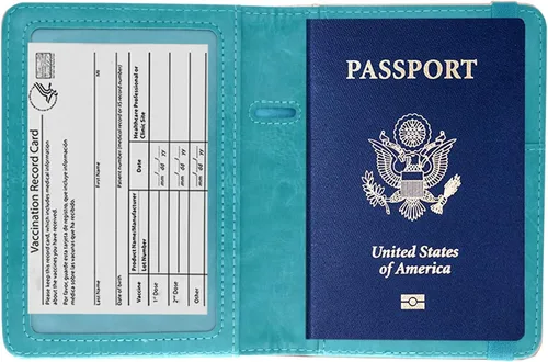Vista 27 de Kandouren - Funda para pasaporte con bloqueo RFID, cartera para pasaporte para hombres y mujeres, el mejor regalo para viajeros, tarjetas de crédito