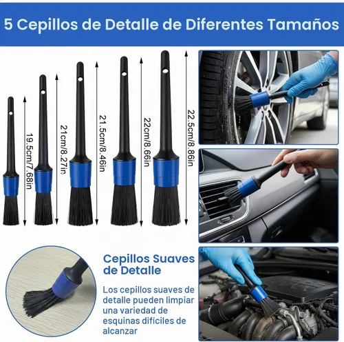 Vista 2 de Kit de detalles de coche de 32 piezas con accesorios de cepillo de taladro y almohadillas de pulido, cepillos profesionales para detallar