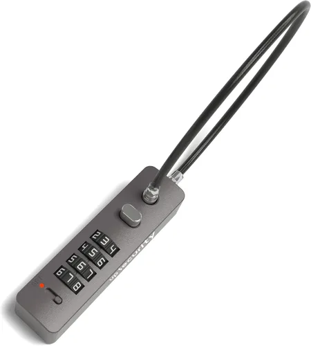 Vista 8 de Candado de cable de combinación de 4 dígitos para casco de bicicleta, scooter, motocicleta, antirrobo, cadena de cable de 11.8 pulgadas, bloqueo