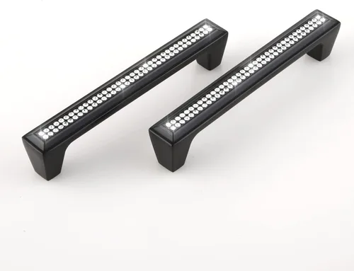 Vista 5 de LANC Tiradores de gabinete de cristal negro para cocina y baño, manijas de gabinete para dormitorio, pomo de gabinete negro mate brillante