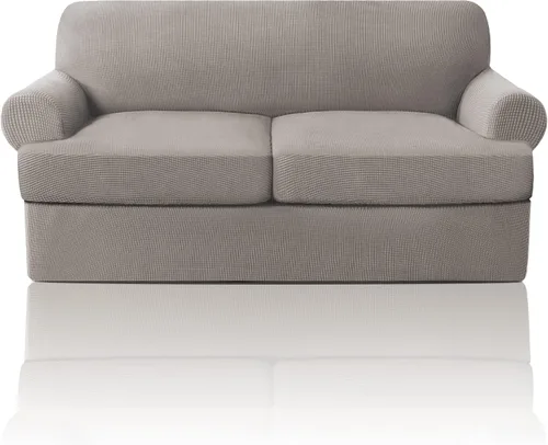 Vista 40 de PrinceDeco Fundas elásticas para sillón de 2 piezas, fundas de sofá para sillas con cojines en forma de T, fundas suaves para muebles con 1 funda