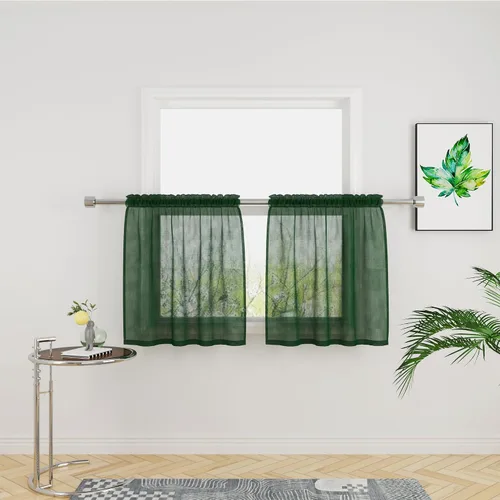 Vista 80 de UPOPO Paneles de Cortina Beige Pequeños Cortinas Transparentes de Gasa de 16 Pulgadas de Largo Cortinas de Cocina de Voile con Textura de Lino