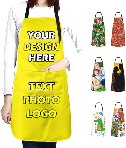 Vista 16 de Delantales impermeables personalizados para diseñar tu propia imagen, logotipo, texto, añadir fotos, delantal para cocinar hornear, 33 x 27.5