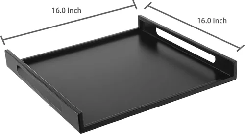 Vista 3 de MyGift Bandeja grande cuadrada de metal negro mate de 16 pulgadas con asas