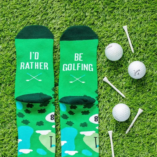 Vista 8 de I'd Rather Be - Calcetines divertidos para hombres y mujeres, regalos para golf, caza, camping, senderismo, esquí, lectura, deportes y mucho más