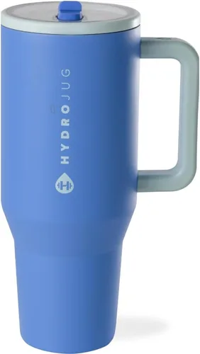 Vista 33 de HydroJug Traveler - Botella de agua de 40 onzas con asa y pajita abatible - Cabe en portavasos, vaso resistente a fugas - Reutilizable, aislado