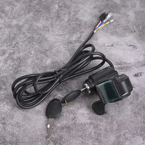 Vista 9 de Pantalla de voltaje E, pantalla LCD de acelerador de pulgar E de plástico negro, interruptor de alimentación de voltaje de batería digital