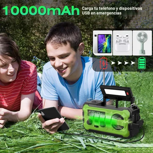Vista 2 de NITIGO Radio meteorológica de emergencia, radios portátiles Am Fm para Verde-negro