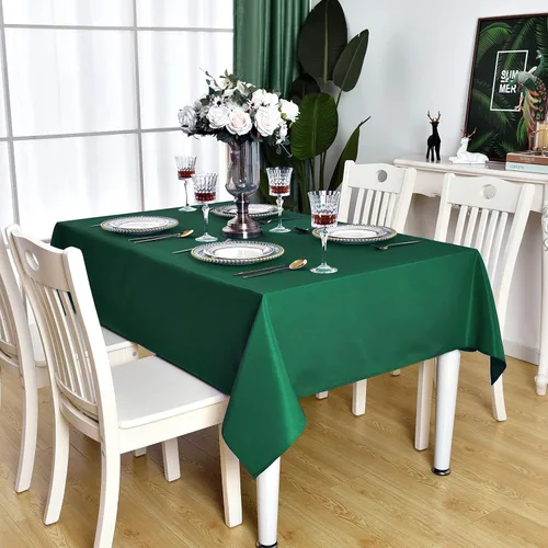 Vista 25 de Mantel Cuadrado Verde Manzana Impermeable Resistente a las Manchas Sin Arrugas Mantel de Mesa de Poliéster 210GSM Limpiable Cubierta de Mesa