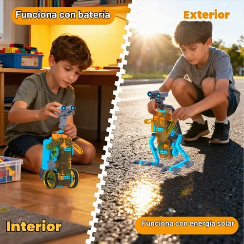 Vista 5 de STEM 25 en 1 Robot Solar Kit Educativo Juguetes de Construcción para Niños Azul y naranja