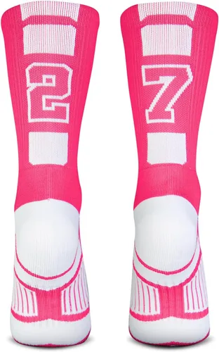 Vista 55 de ChalkTalkSPORTS Calcetines de equipo personalizados - Calcetines con números rosados Elige tu número