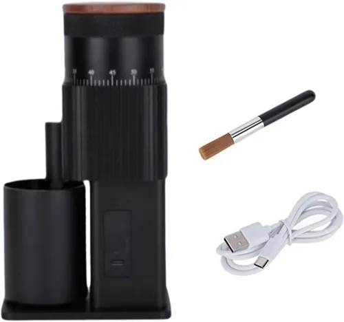 Vista 4 de Molinillo de café eléctrico recargable de acero inoxidable rebaba ajustable regalo portátil Navidad USB recargable