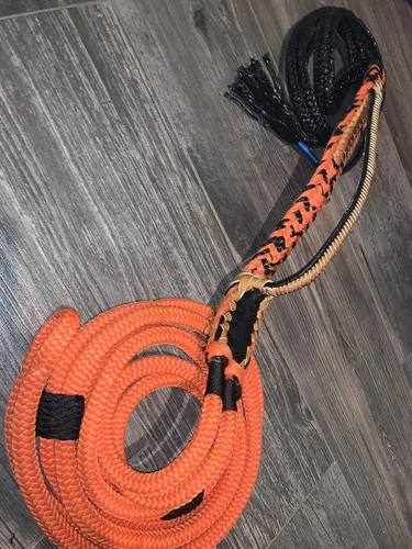 Vista 4 de Jack O'Lantern - Cuerda de toro naranja sobre negro Poly Pro 9x7 LH 3/4" x 3/4" Bull Riding 16