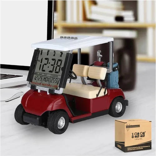 Vista 8 de 10L0L Mini carrito de golf, despertador, pantalla LCD, calendario, regalos de golf para hombres, aficionados, golfistas, recuerdo de carrera Verde