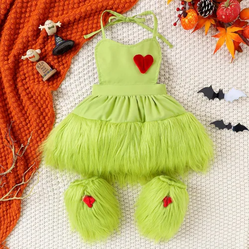 Vista 2 de Nicoxijia Conjunto de pantalones y falda de Navidad para bebé niña niño que robó Navidad divertido monstruo peludo cosplay cosutme pantalones