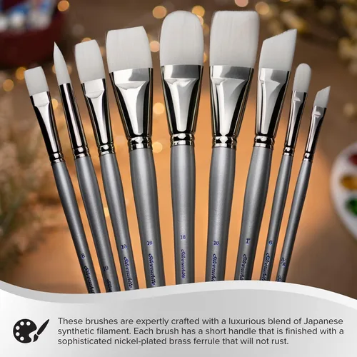 Vista 5 de Silver Brush 1503-6 - Cepillo Taklon blanco con mango largo, filbert, tamaño 6