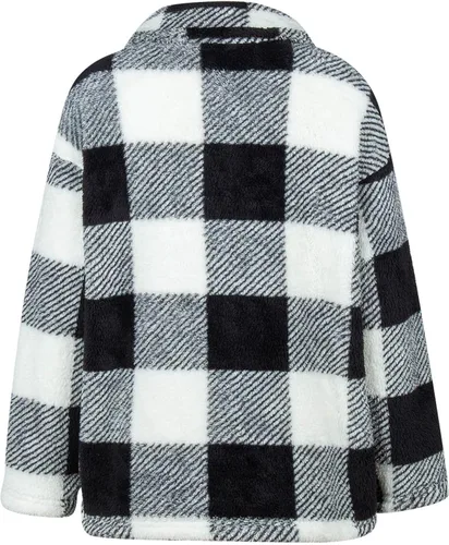 Vista 4 de TREBIN Chaquetas de franela para mujer, casual, cómoda, corta, de lana de cordero, chaqueta de lluvia para mujer