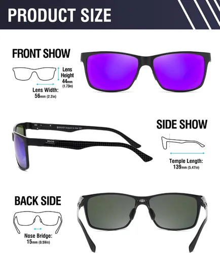 Vista 2 de DUCO DC8206 - Lentes de sol polarizados, deportivos, de lujo, para hombre, con patillas de fibra de carbono y protección ultravioleta 400