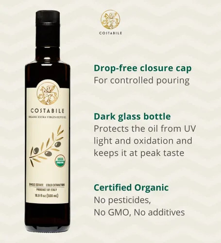 Vista 4 de Aceite de Oliva Virgen Extra con infusión de albahaca y mezcla clásica rica en polifenoles. Aceites de oliva totalmente naturales, 100% italianos.