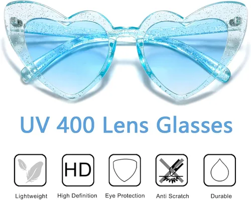 Vista 3 de aisswzber Gafas de sol con forma de corazón para mujer, estilo retro, estilo moderno, estilo retro, UV400