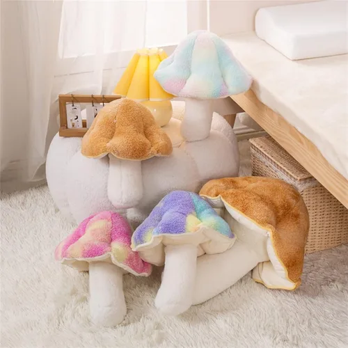 Vista 4 de Almohada de Champiñones, Almohada de Piso, Cojín de Sofá, Decoración del Hogar, Almohada de Lectura (32cm, Azul)